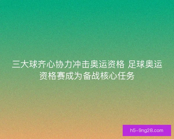 三大球齐心协力冲击奥运资格 足球奥运资格赛成为备战核心任务